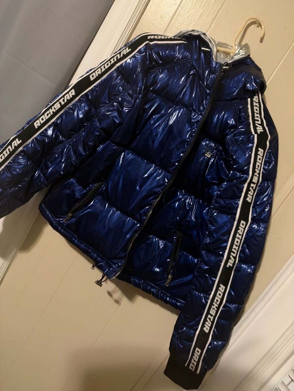 Rockstar Original Metallic Royal Blue Puffer Jacket Size 2XL